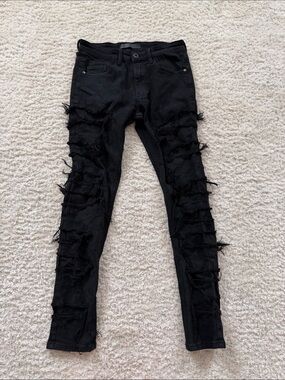 KDNK Black Distressed Skinny Jeans – Grunge Punk Y2K